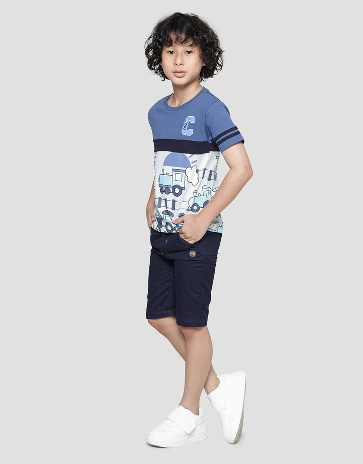 Little M Train Print Kaos Anak Laki-laki