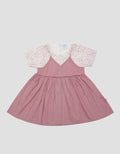 Pipiniko Short Sleeve Midi Dress Combi Woven With Lace