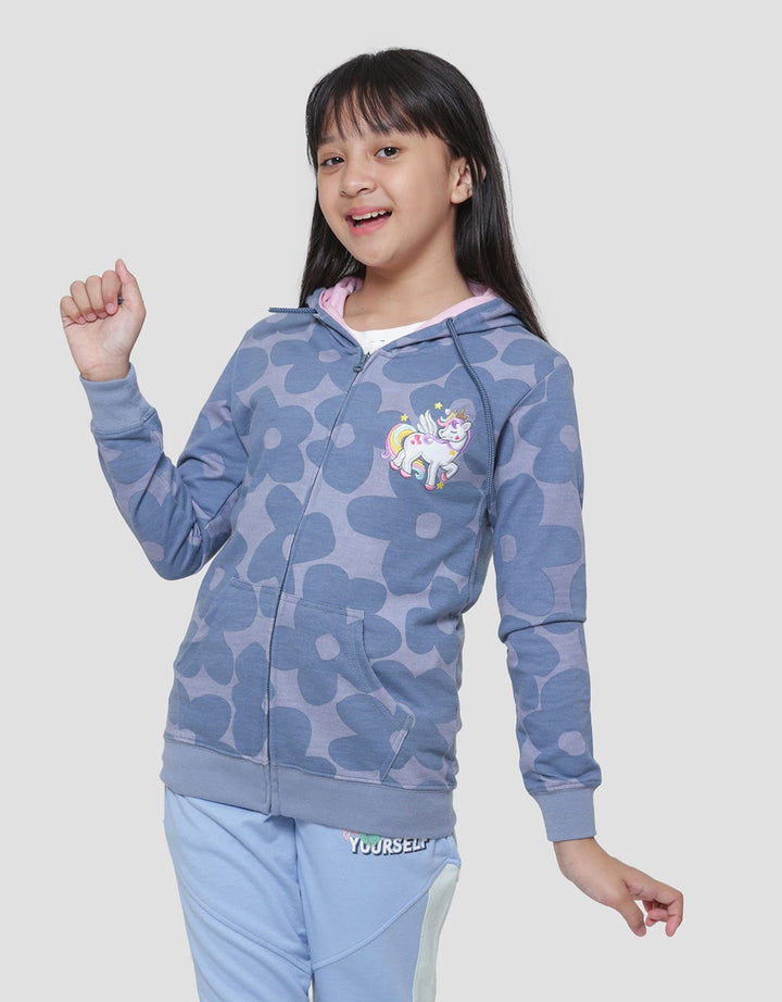 Aero Hoody Fullprint Big Flower Girls Jacket