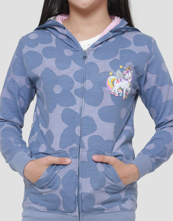 Aero Hoody Fullprint Big Flower Girls Jacket