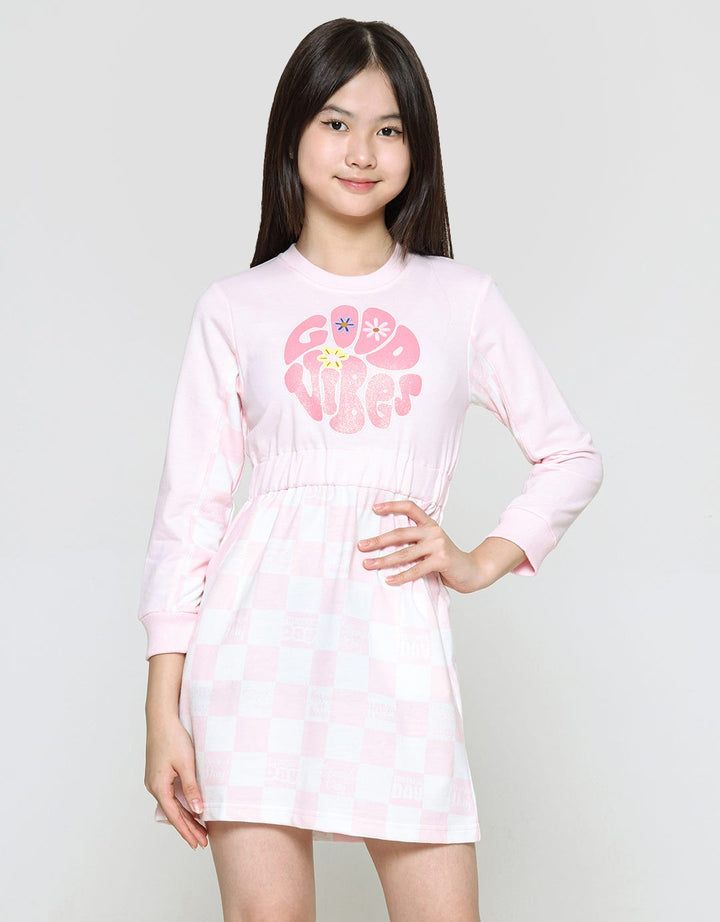 Aero Good Vibes Midi Dress Lengan Panjang Anak Perempuan