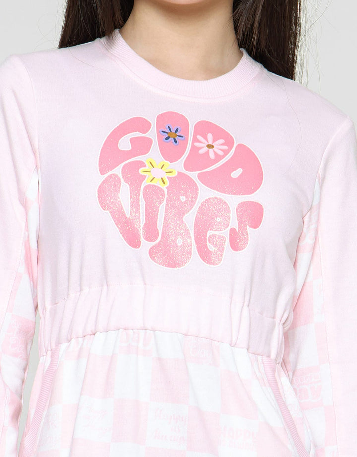 Aero Good Vibes Midi Dress Lengan Panjang Anak Perempuan
