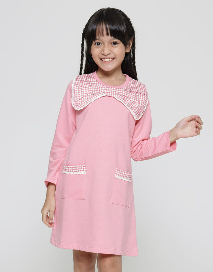 Aero Long Sleeve Midi Dress Kombinasi Woven Pita Kantong