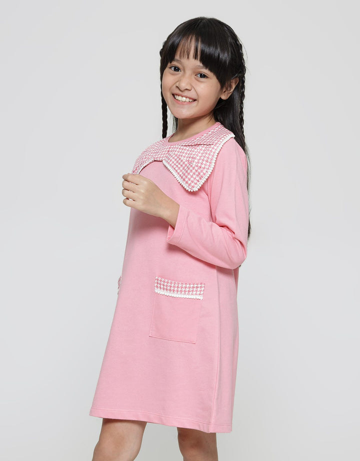 Aero Long Sleeve Midi Dress Kombinasi Woven Pita Kantong