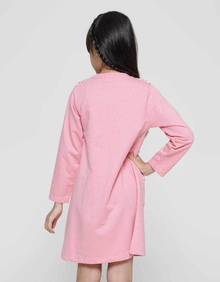Aero Long Sleeve Midi Dress Kombinasi Woven Pita Kantong