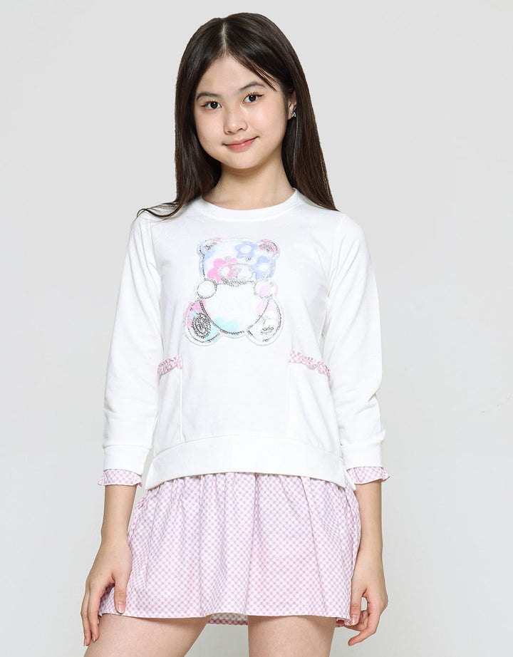 Aero Komb Woven With Fur Bear Midi Dress for Girls