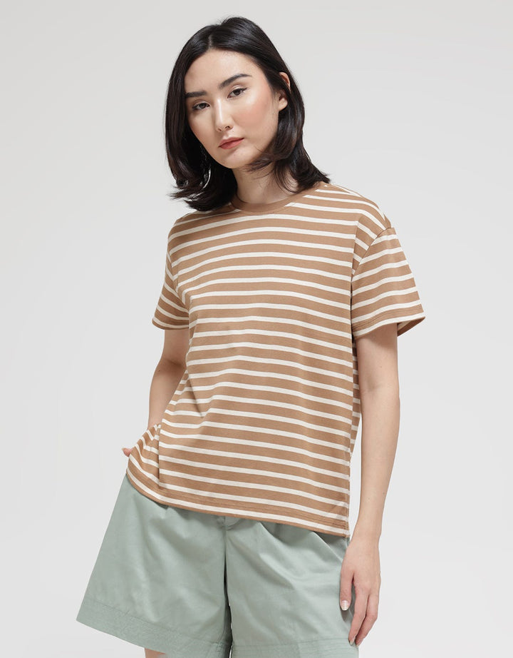 Connexion Knit Stripe Kaos Wanita