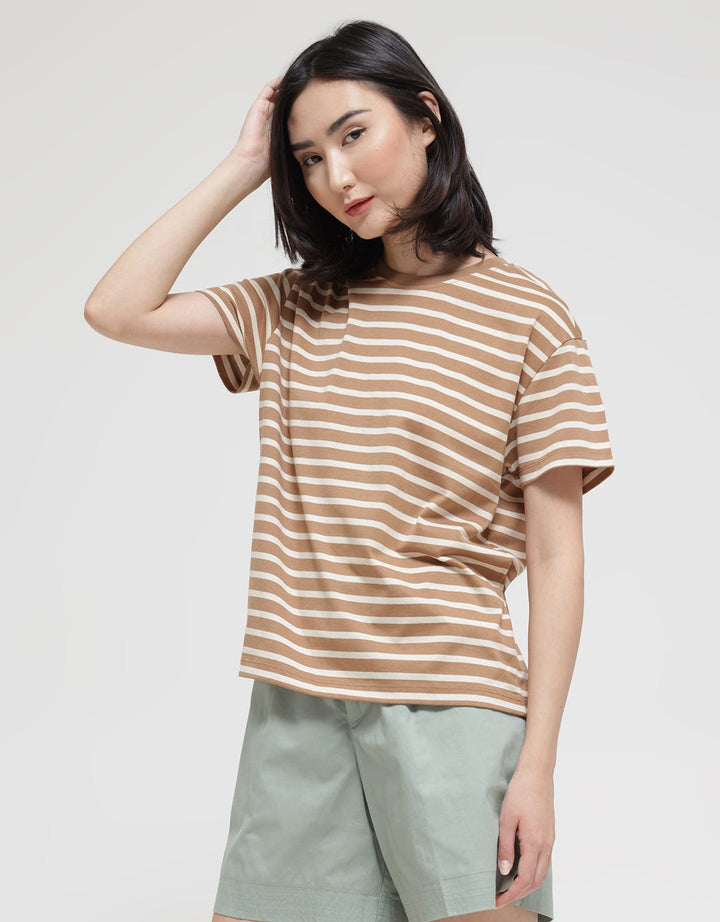Connexion Knit Stripe Kaos Wanita