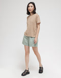 Connexion Knit Stripe Kaos Wanita