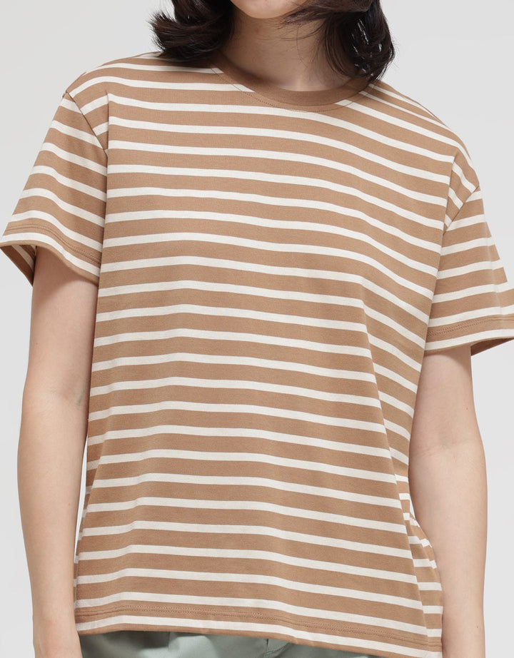 Connexion Knit Stripe Kaos Wanita