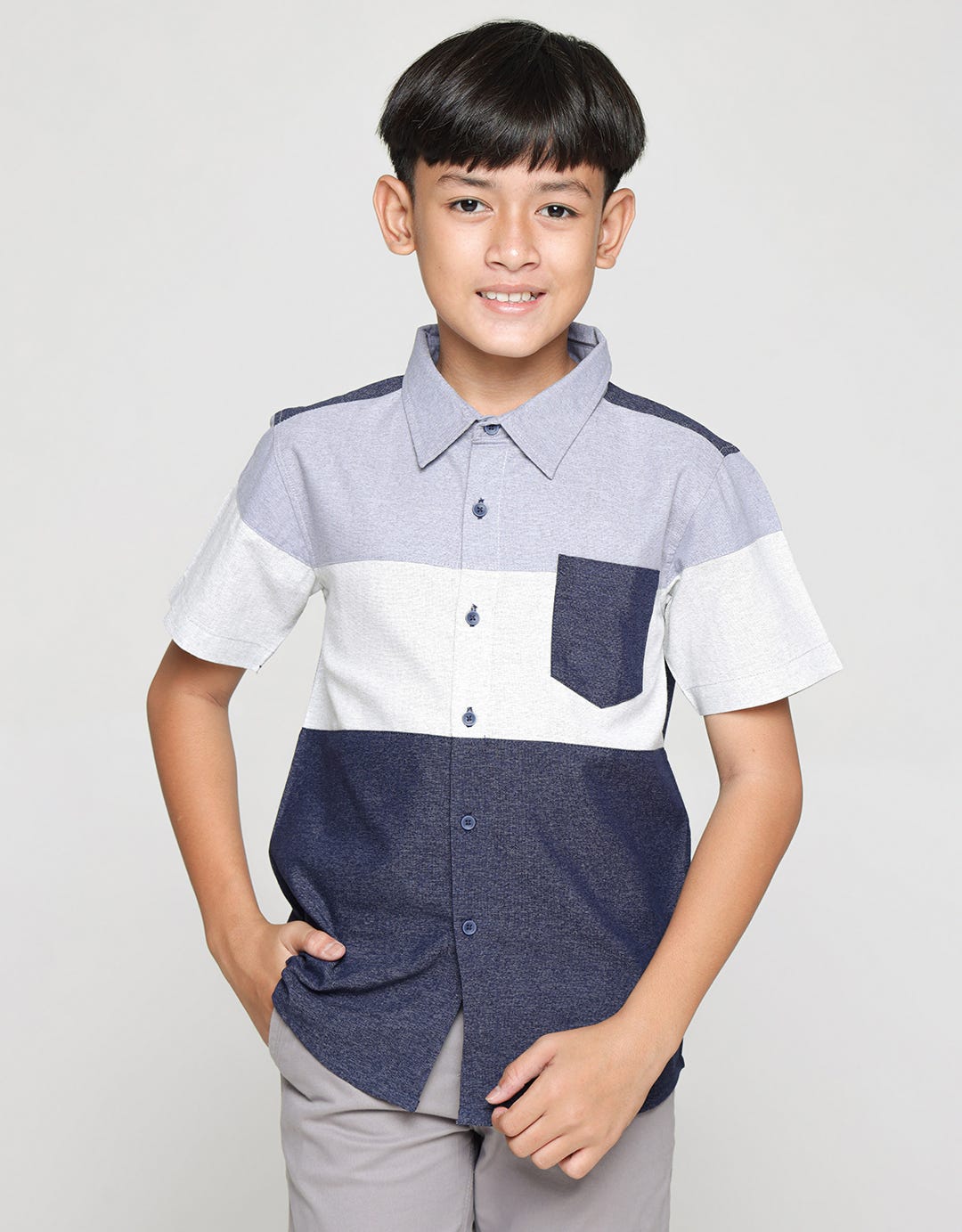 Nevada Color Block Kemeja Anak Laki-laki