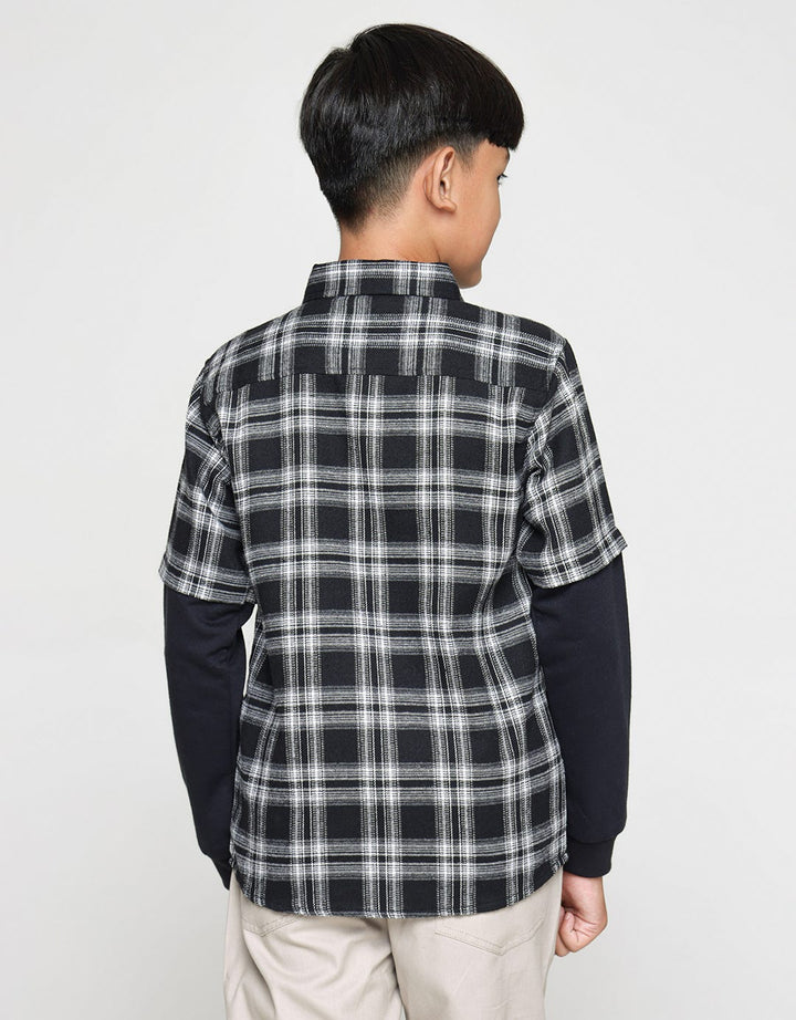 Nevada Long Sleeve Shirt Flanel Checks Mix Sleves Terry