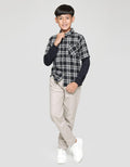 Nevada Long Sleeve Shirt Flanel Checks Mix Sleves Terry