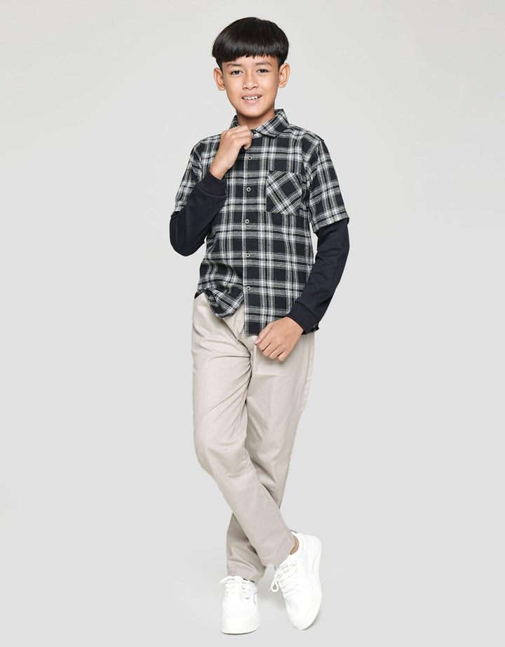 Nevada Long Sleeve Shirt Flanel Checks Mix Sleves Terry
