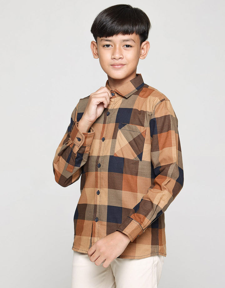 Nevada Long Sleeve Shirt Linen Slub Checks