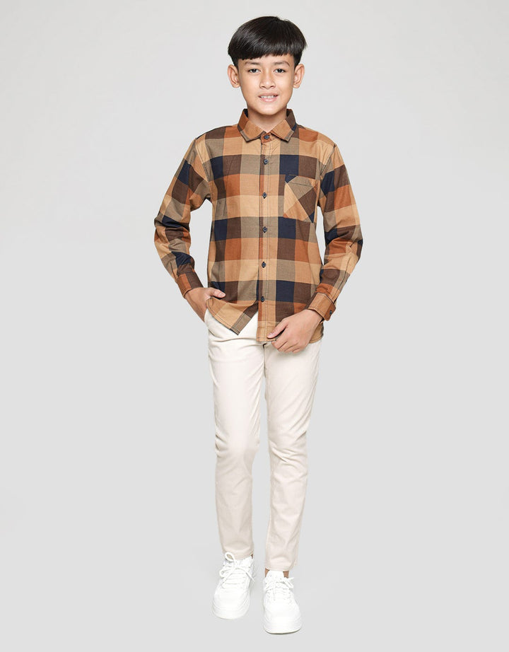 Nevada Long Sleeve Shirt Linen Slub Checks