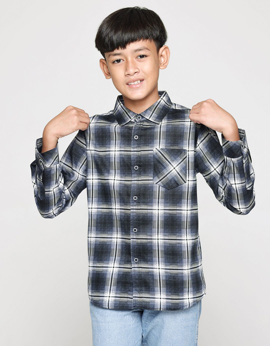 Nevada Long Sleeve Shirt Pique Print Check