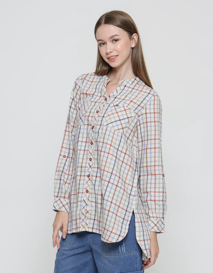 Triset Blouse Wanita Print Kotak