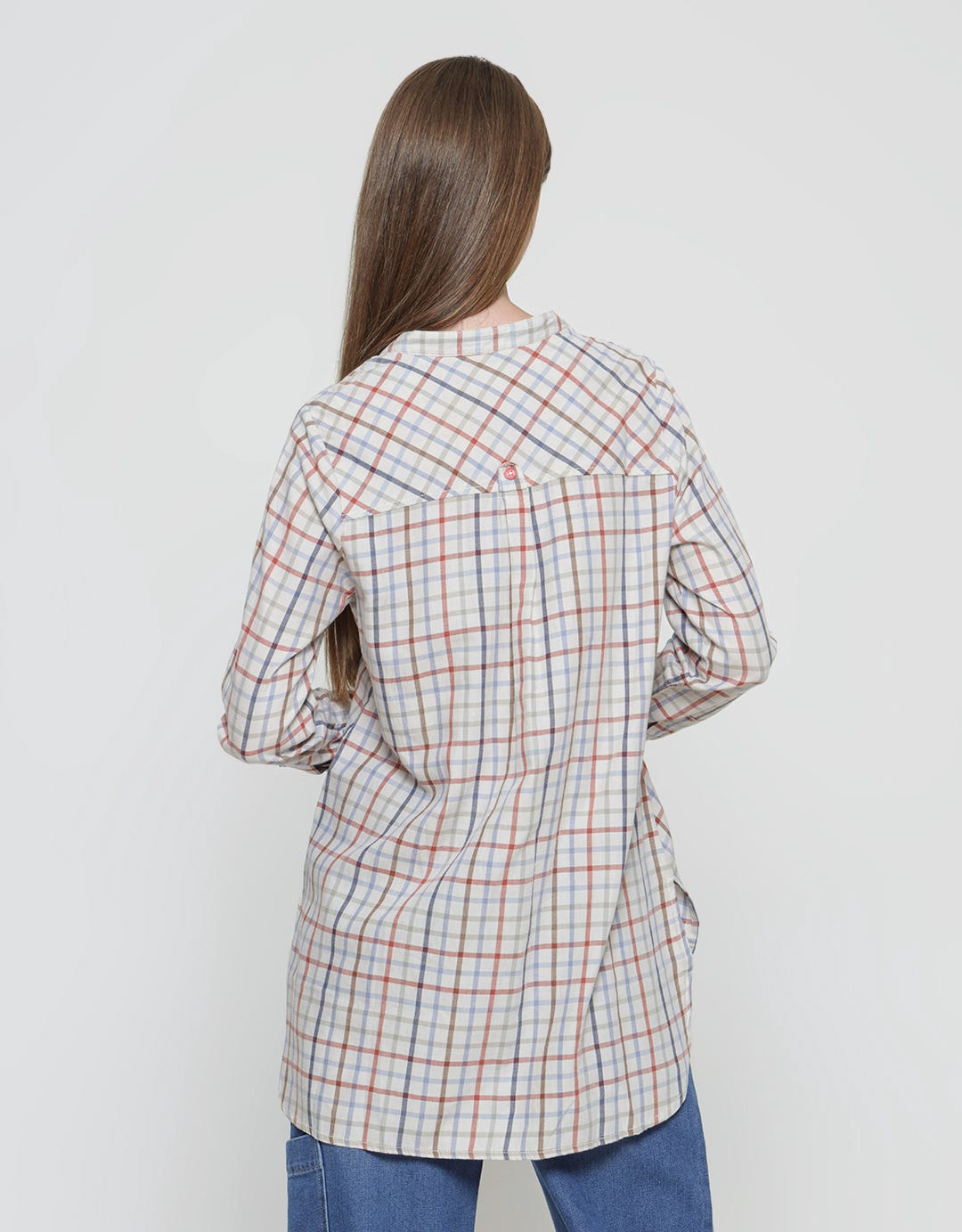 Triset Blouse Wanita Print Kotak