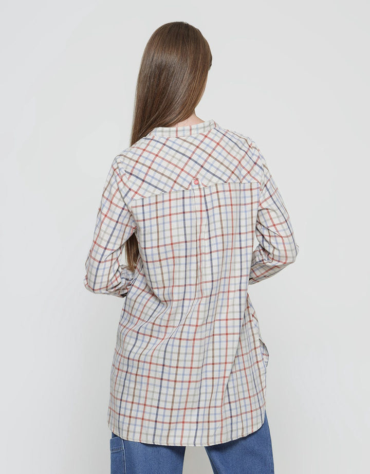 Triset Blouse Wanita Print Kotak