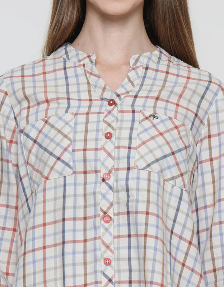 Triset Blouse Wanita Print Kotak