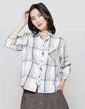 Triset Casual Plaid Flanel Blouse Wanita