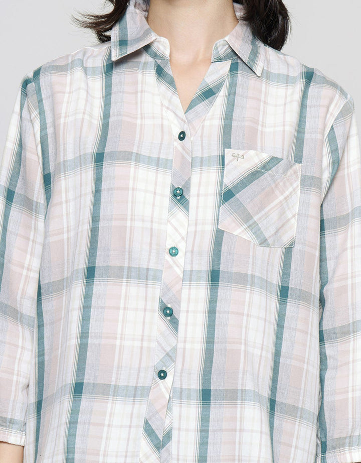 Triset Casual Plaid Flannel Blouse Women