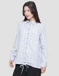 Triset Casual Full Print Stripe Blouse Wanita