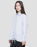 Triset Casual Full Print Stripe Blouse Wanita