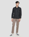 Watchout Jean's Check Print Kemeja Lengan Panjang Pria