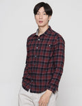 Watchout! Long Sleeves Shirt Plaid Print Jeans