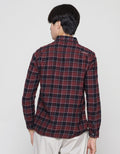 Watchout! Long Sleeves Shirt Plaid Print Jeans