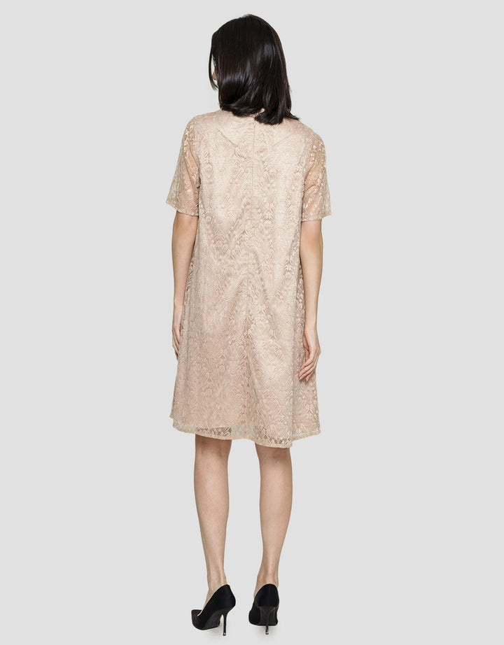 St. Yves Cheongsam Lace Shanghai Collar With Button Midi Dress Wanita