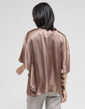 St. Yves Short Sleeve Blouse With Sequin Batwing Shiny