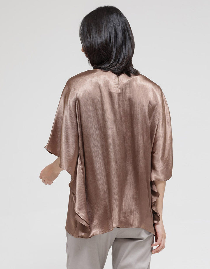 St. Yves Short Sleeve Blouse With Sequin Batwing Shiny