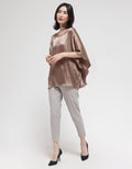 St. Yves Short Sleeve Blouse With Sequin Batwing Shiny