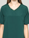 St. Yves Short Sleeve Mini Dress Crinkle With Payet Vneck Basic