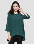 St. Yves Long Sleeve Midi Dress 7/8 Lace Layer With Bead Neckline