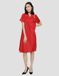 St. Yves Short Sleeve Midi Dress Cheongsam Embro 3 Button