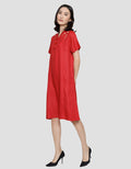 St. Yves Short Sleeve Midi Dress Cheongsam Embro 3 Button