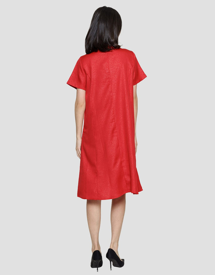 St. Yves Short Sleeve Midi Dress Cheongsam Embro 3 Button