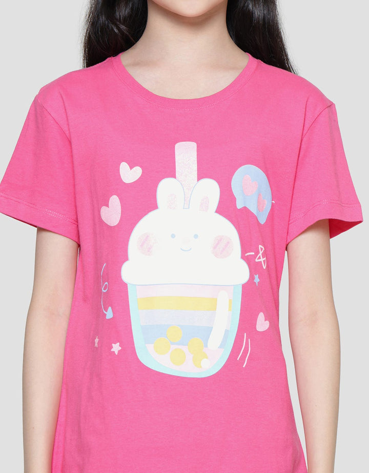 Aero Bunny Boba Love Girls Short Sleeve T-Shirt