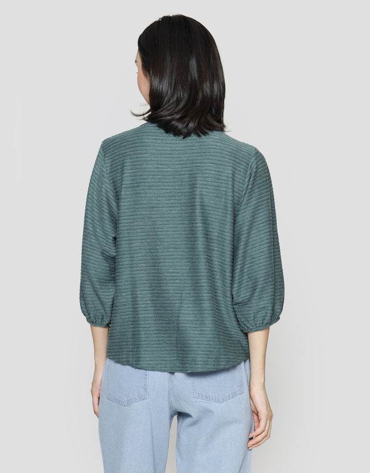 St. Yves Stripy Texture Knit With Elasticated Sleeve Kaos Wanita