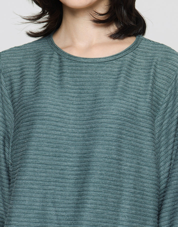 St. Yves Stripy Texture Knit With Elasticated Sleeve Kaos Wanita