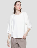 St. Yves Stripy Texture Knit With Elasticated Sleeve Kaos Wanita