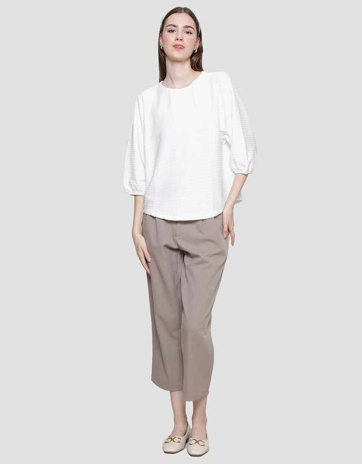 St. Yves Stripy Texture Knit With Elasticated Sleeve Kaos Wanita