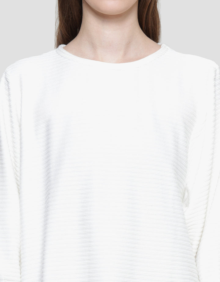 St. Yves Stripy Texture Knit With Elasticated Sleeve Kaos Wanita
