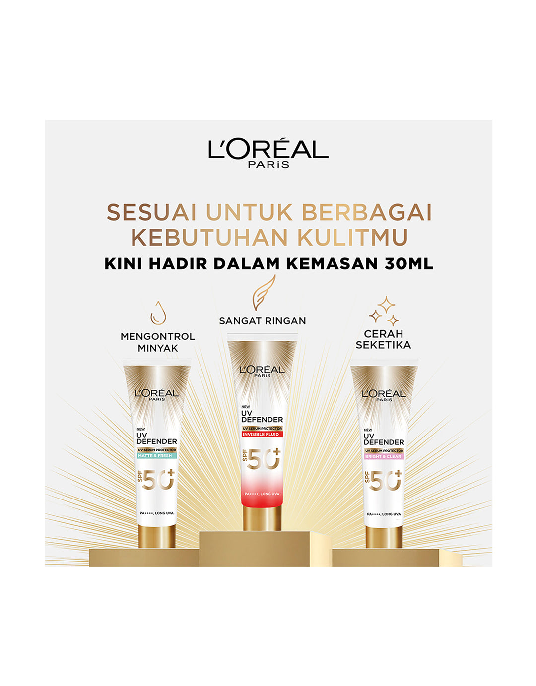 L'Oreal Paris UV Defender Serum Protector Bright And Clear SPF50+ - 30ml