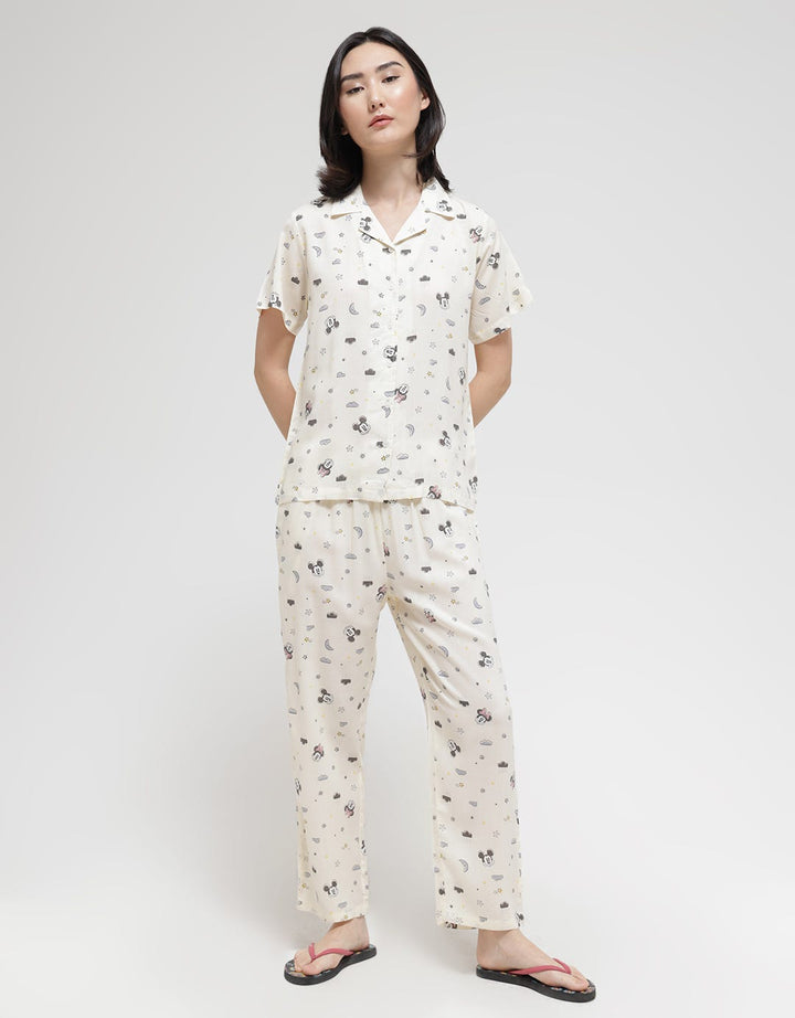 Disney Short Sleeve Pyjama Pants Minnie Good Night Stars