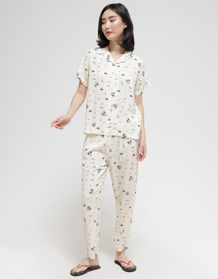 Disney Short Sleeve Pyjama Pants Minnie Good Night Stars